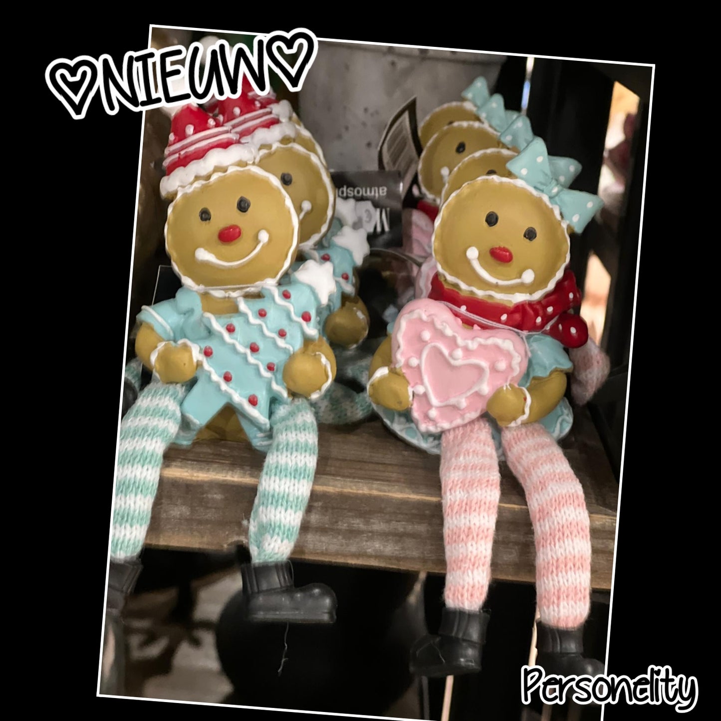 6662- ♡NIEUW♡ Set Gingerbread Bengelbeentjes roze en blauw €16,-