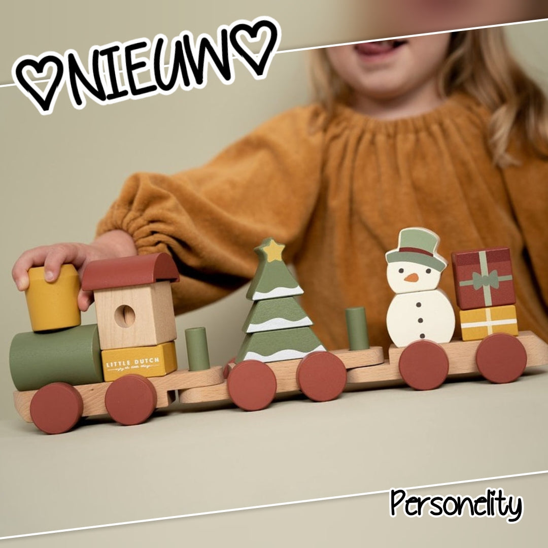 6718- ♡NIEUW♡ Little Dutch Kerst editie Blokkentrein €24,95