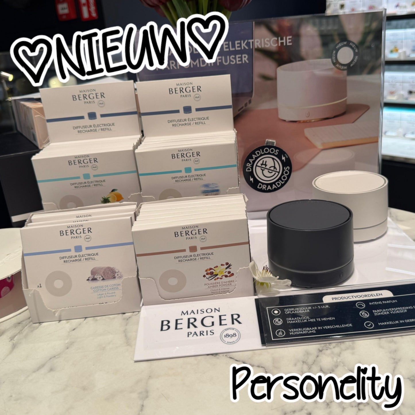 6538- ♡NIEUW♡ MB draadloze elektrische Diffuser incl 2x geursteen. Kleur en geur naar keuze €49,99