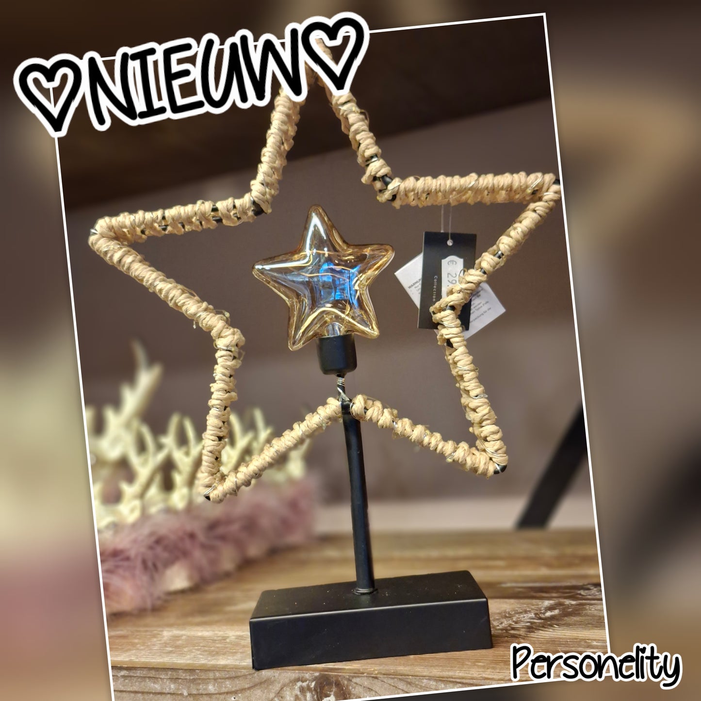 6424-♡NIEUW♡ Ster op voet met verlichting €29,95