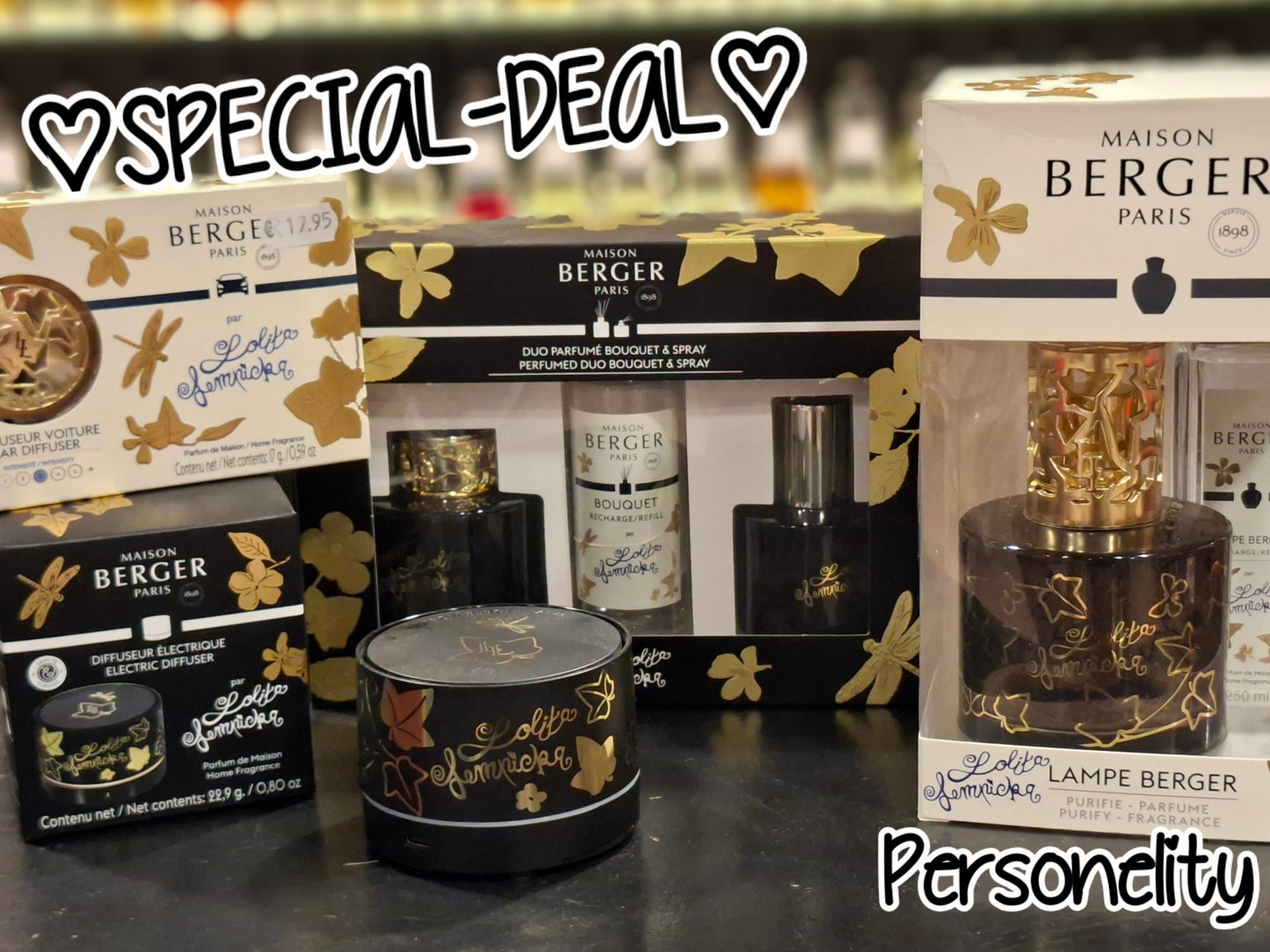 7146- ♡SPECIAL-DEAL♡ MB Lolita Lempicka pakket. Bestaande uit een Ellektrische Diffuser incl geursteen, Brander met 250ml navulling, Giftset met Roomspray en geurstokjes en een Autodiffuser incl geursteen. Voor €145,- Ophalen in Schiedam