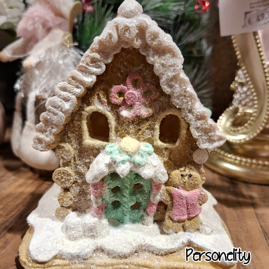 6677- Gingerbread huisje bruin met ledverlichting €17,-