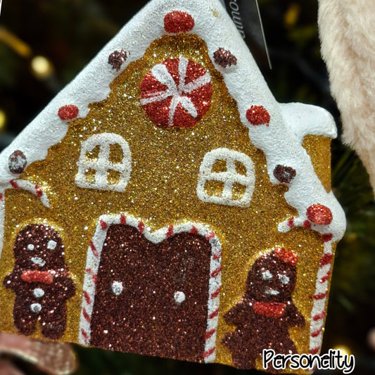 6679- 2x Kersthanger Gingerbread huisje €14,-