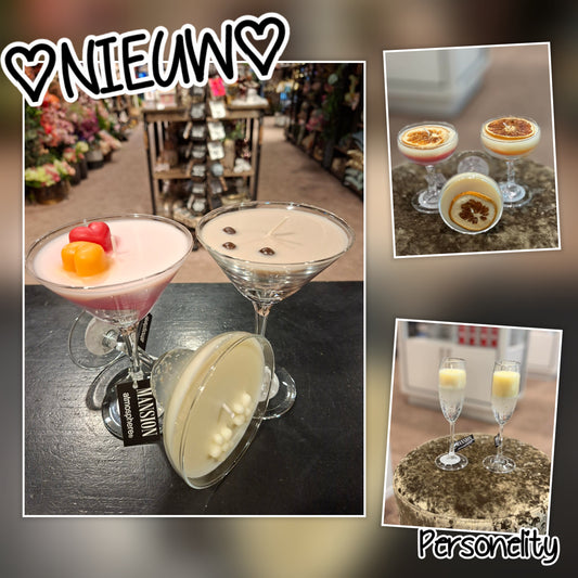 6829- ♡NIEUW♡ Cocktail of Champagne kaarsen. Twee stuks naar keuze €20,-