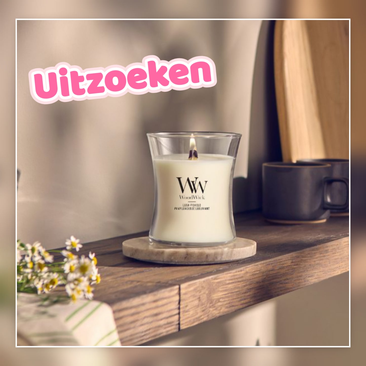 7381- ♡Medium naar KEUZE♡ Kom in de winkel een Woodwick Medium uitzoeken twv €30,-  Uitzoeken in Schiedam of na overleg in Maassluis